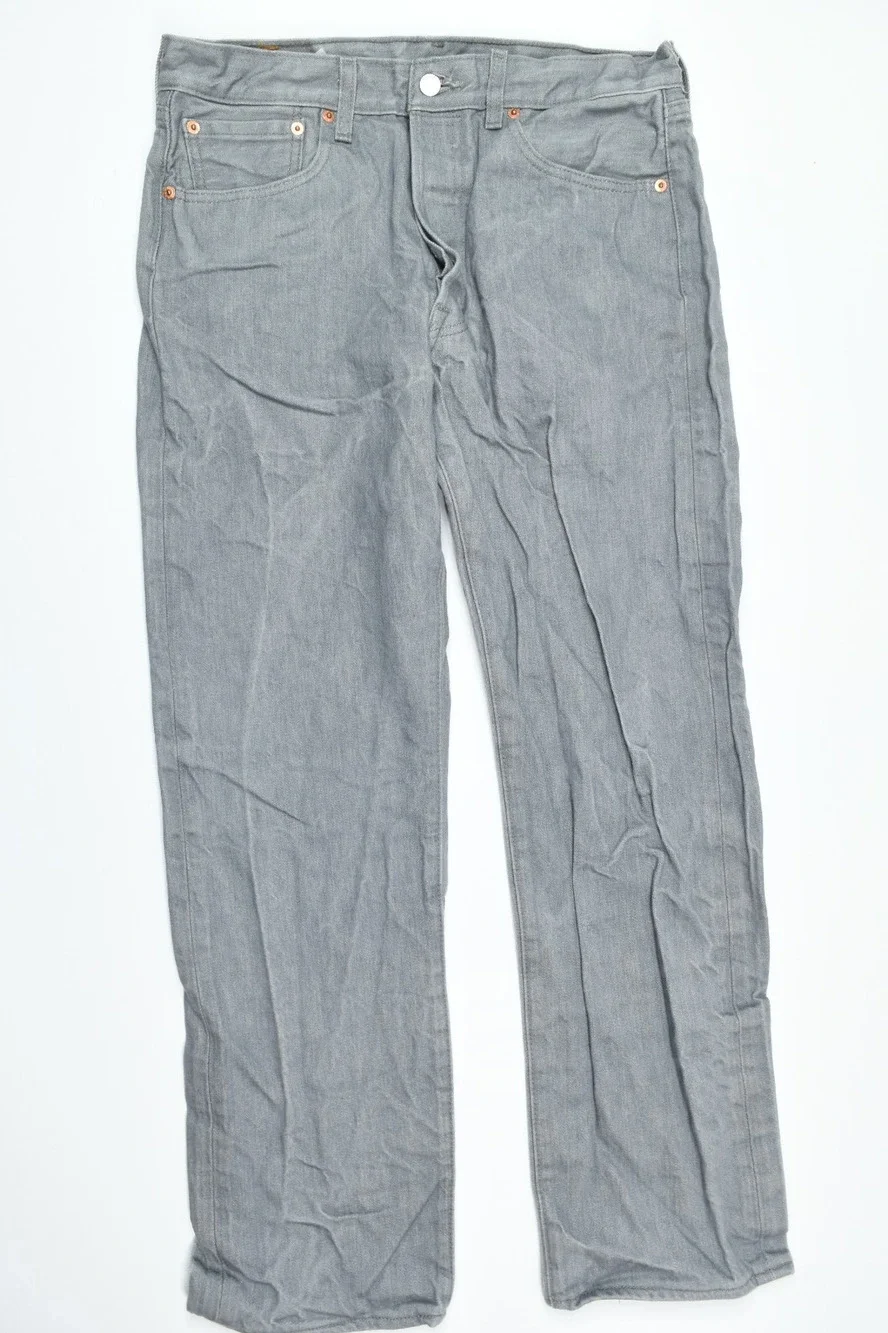 Levis 501 Jeans Mens 33x32 (33x29.5) Gray Original Straight Button-Fly Cotton